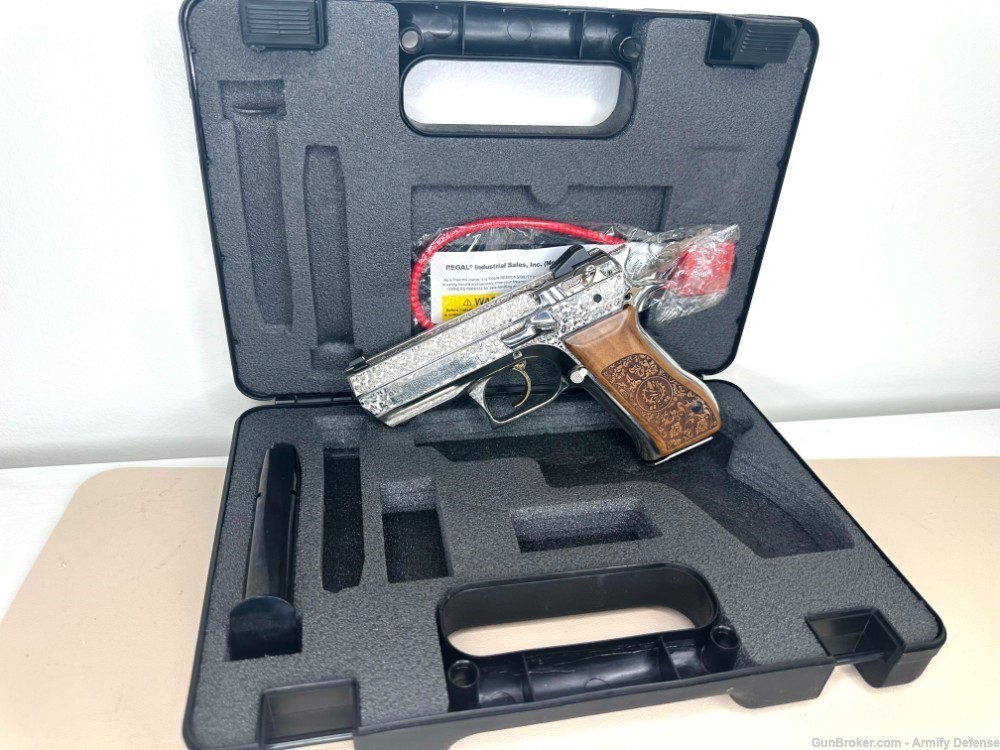 RARE: Engraved "Baby Deagle" IWI Jericho 941 Nickel & 24K GOLD Trigger -img-11