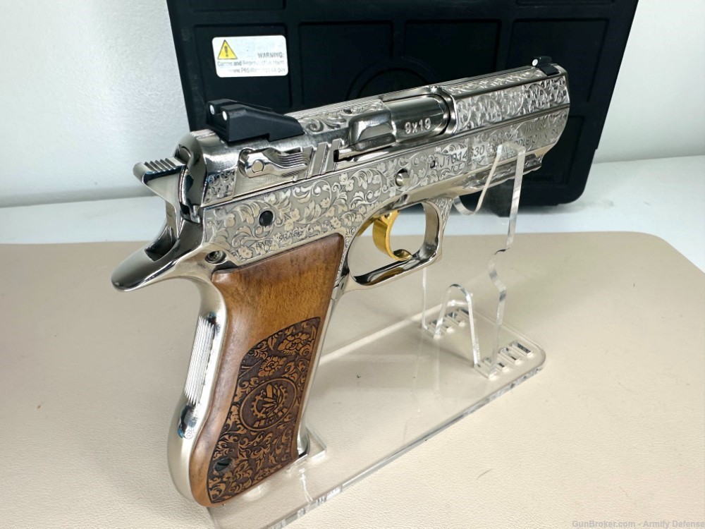 RARE: Engraved "Baby Deagle" IWI Jericho 941 Nickel & 24K GOLD Trigger -img-5