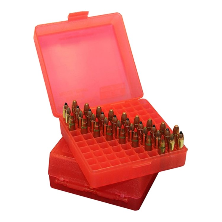 MTM Flip-Top For 22 Mag - 17 HMR 100 Round Clear Red Ammo Box P-100-22M-29-img-3