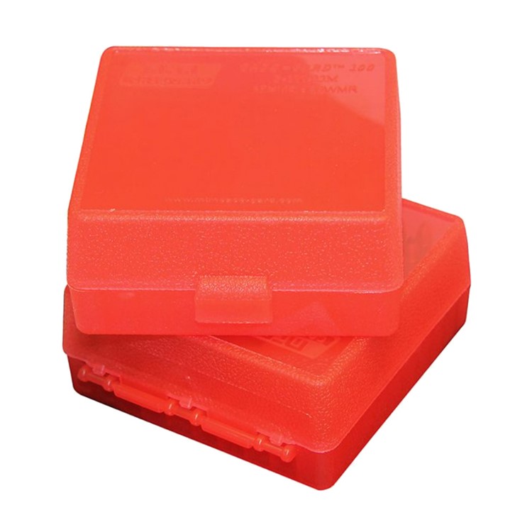 MTM Flip-Top For 22 Mag - 17 HMR 100 Round Clear Red Ammo Box P-100-22M-29-img-2