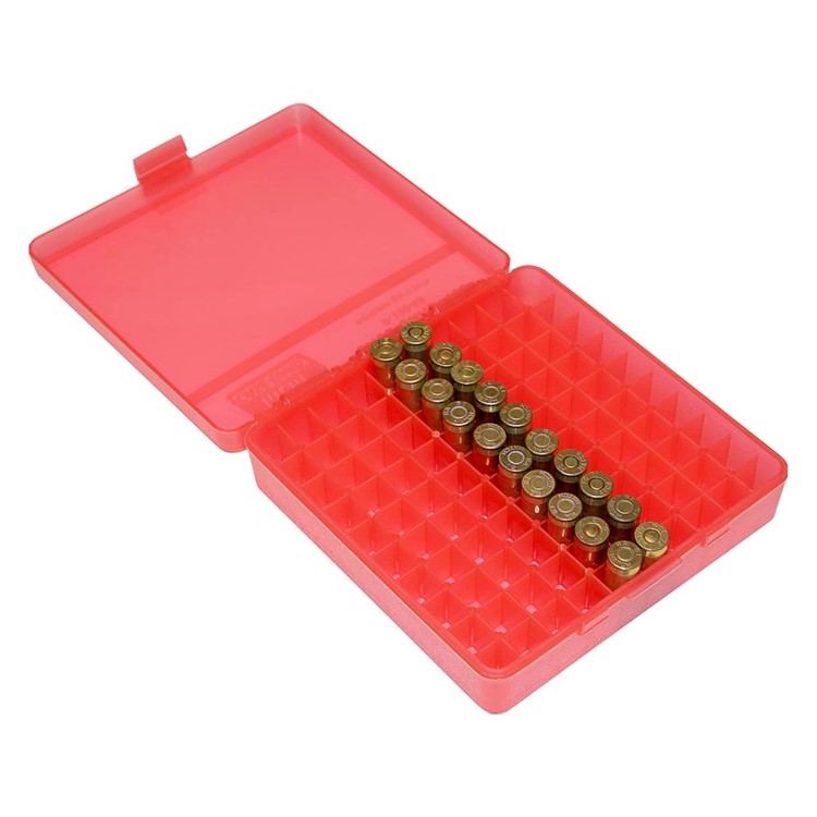 MTM Flip-Top 40 10mm 45 ACP 100 Round Clear Red Ammo Box (P-100-45-29)-img-4