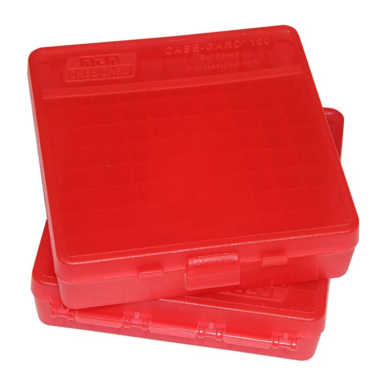 MTM Flip-Top 40 10mm 45 ACP 100 Round Clear Red Ammo Box (P-100-45-29)-img-2