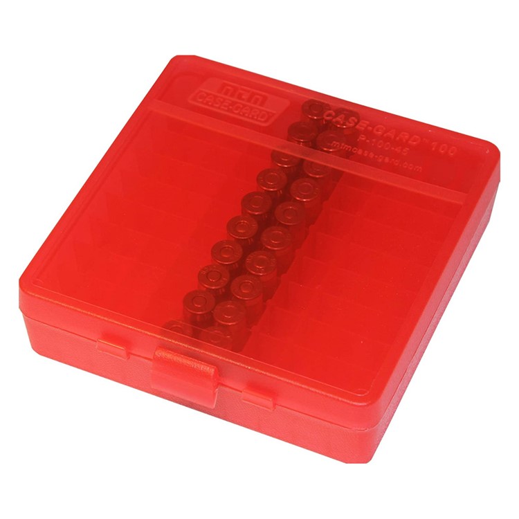 MTM Flip-Top 40 10mm 45 ACP 100 Round Clear Red Ammo Box (P-100-45-29)-img-3