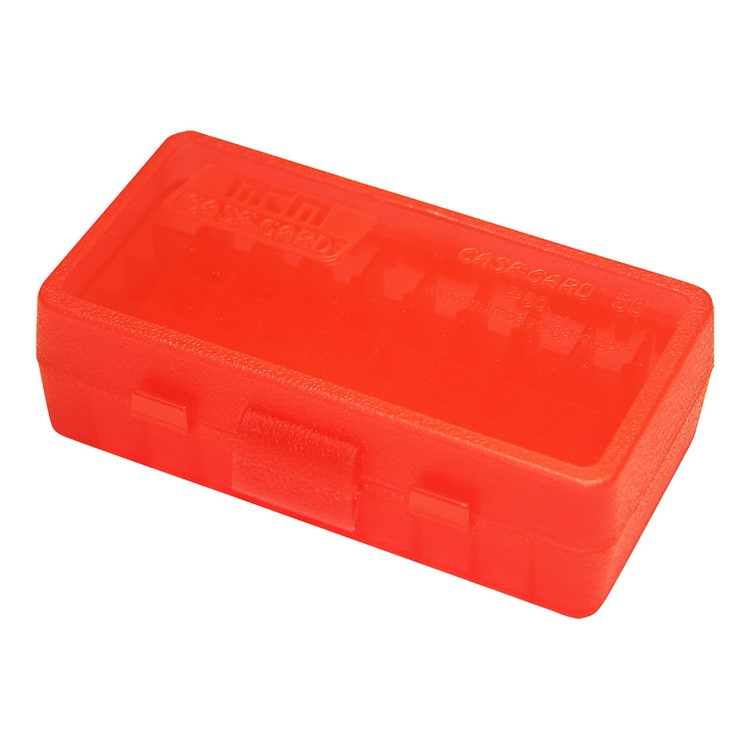 MTM Flip-Top 41 44 45 LC 50 Round Clear Red Ammo Box (P50-44-29)-img-1