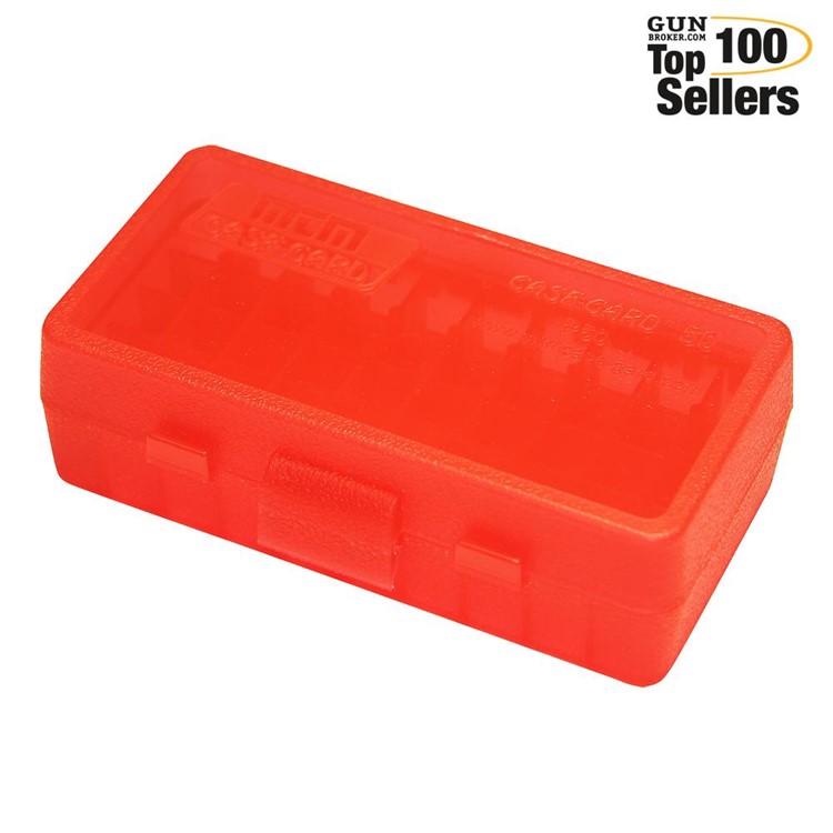 MTM Flip-Top 41 44 45 LC 50 Round Clear Red Ammo Box (P50-44-29)-img-0