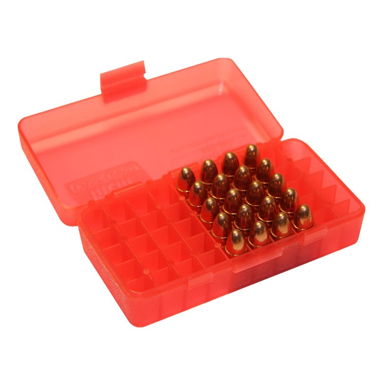 MTM Flip-Top 41 44 45 LC 50 Round Clear Red Ammo Box (P50-44-29)-img-4