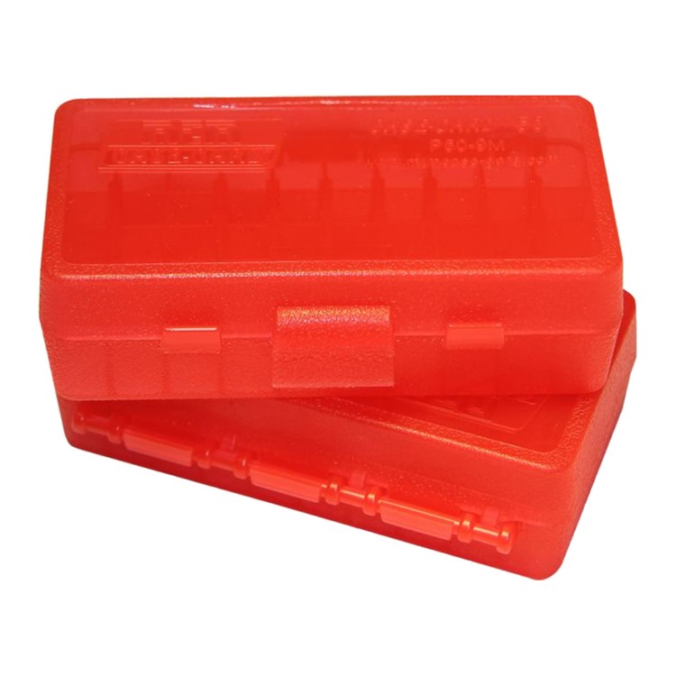 MTM Flip-Top 41 44 45 LC 50 Round Clear Red Ammo Box (P50-44-29)-img-3