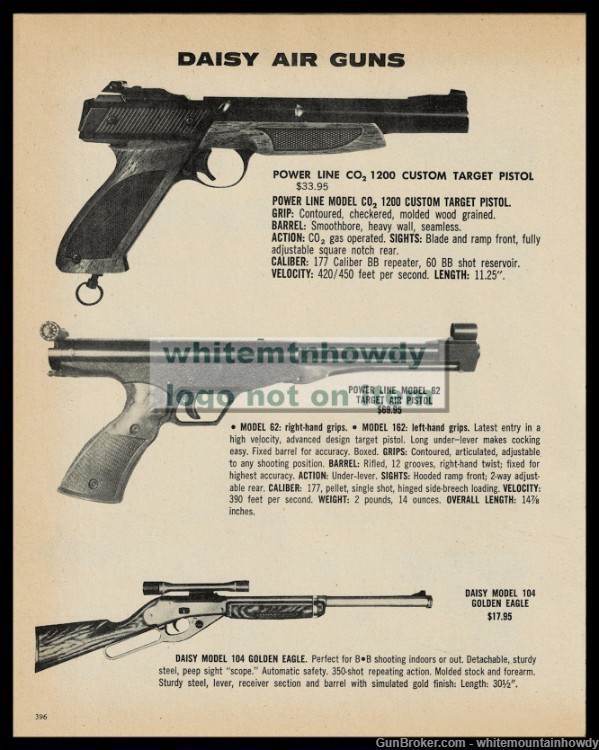 1979 DAISY Power Line 1200 62 177 Pellet Pistol 104 Golden Eagle Rifle AD-img-0