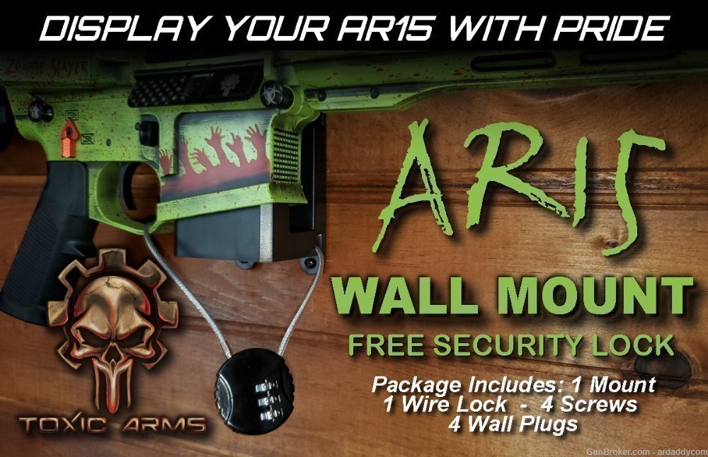 AR WALL MOUNT TO DISPLAY YOUR AR15 W/ FREE LOCK TO KEEP IT SECURE NEW BOX-img-0
