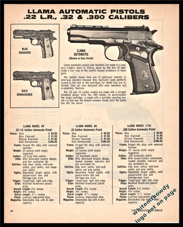 1972 LLAMA Automatic Pistol PRINT AD-img-0