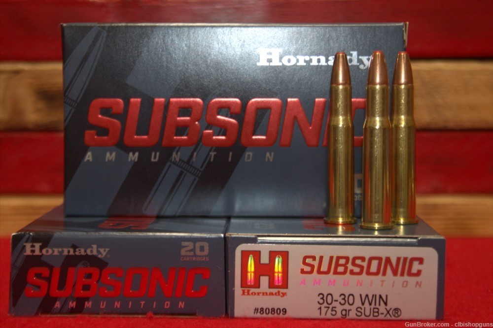 Hornady Subsonic 30-30 Win 175 Grain Sub-x ammo 30/30 lever-img-0