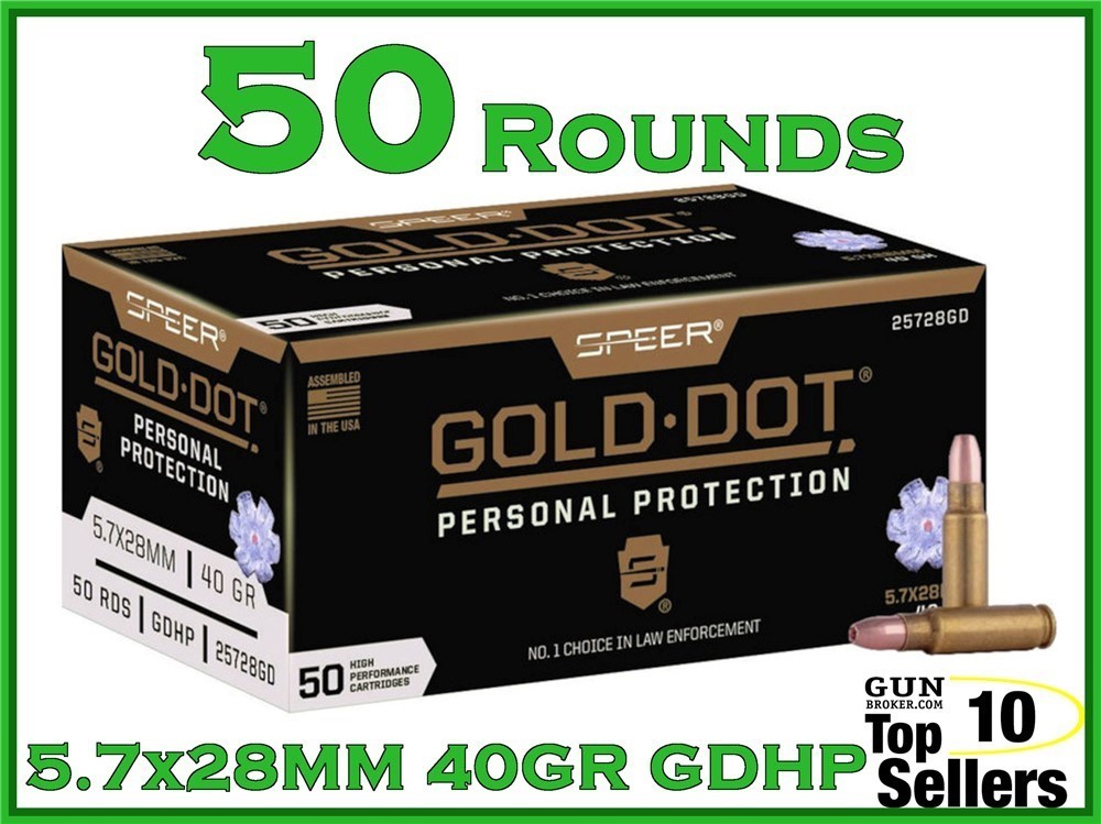Speer Gold Dot 5.7x28MM Ammo 40 GR HP 50CT-img-0