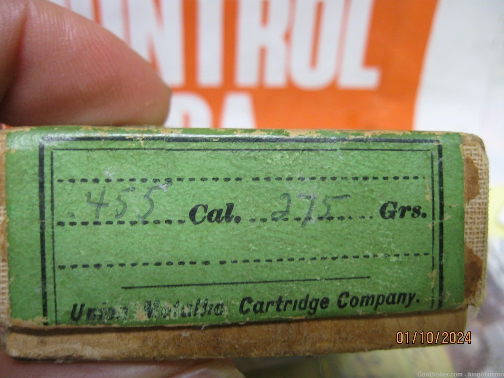Rare 1880 UMC 455 Cal 18 pc Box 275 gr Grooved Lead Bullets Colt Webley-img-3