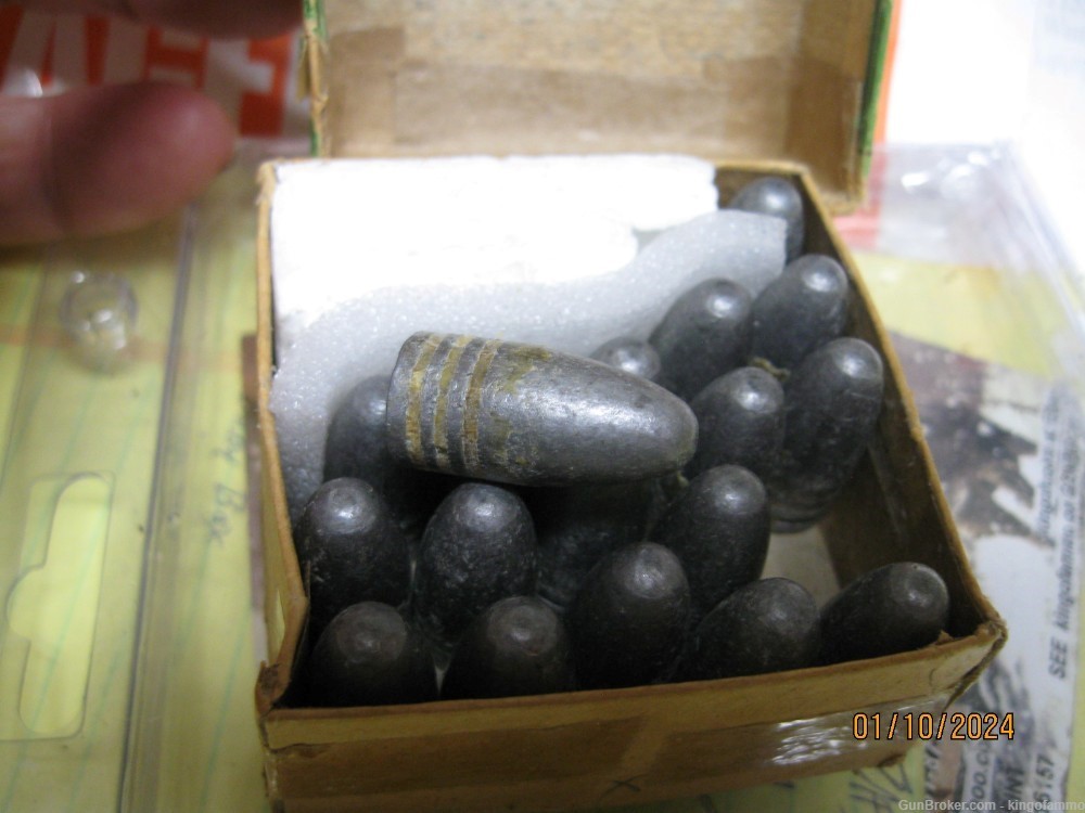 Rare 1880 UMC 455 Cal 18 pc Box 275 gr Grooved Lead Bullets Colt Webley-img-4