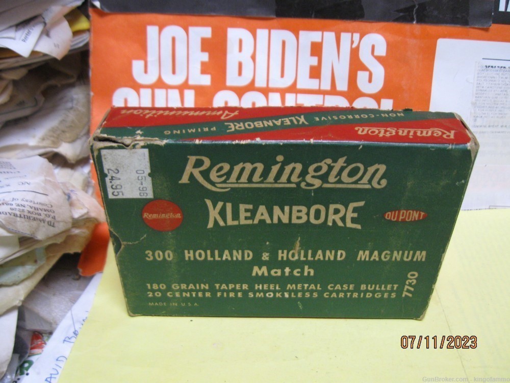 Rare 300 H&H Magnum MATCH Ammo Kleanbore Box # 7730 180 gr Taper Heel MC-img-0