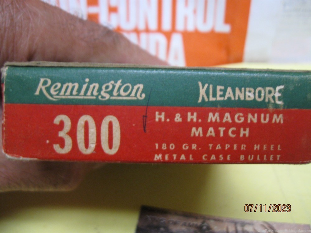 Rare 300 H&H Magnum MATCH Ammo Kleanbore Box # 7730 180 gr Taper Heel MC-img-2