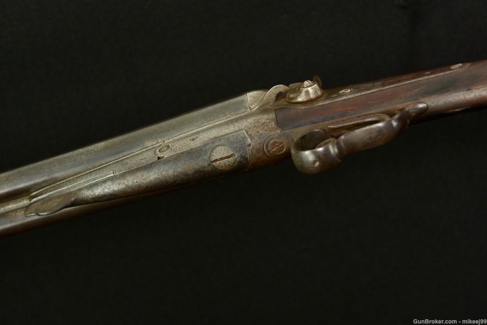 French sidelever 16 gauge double barrel hammer gun. PENNY AUCTION-img-1
