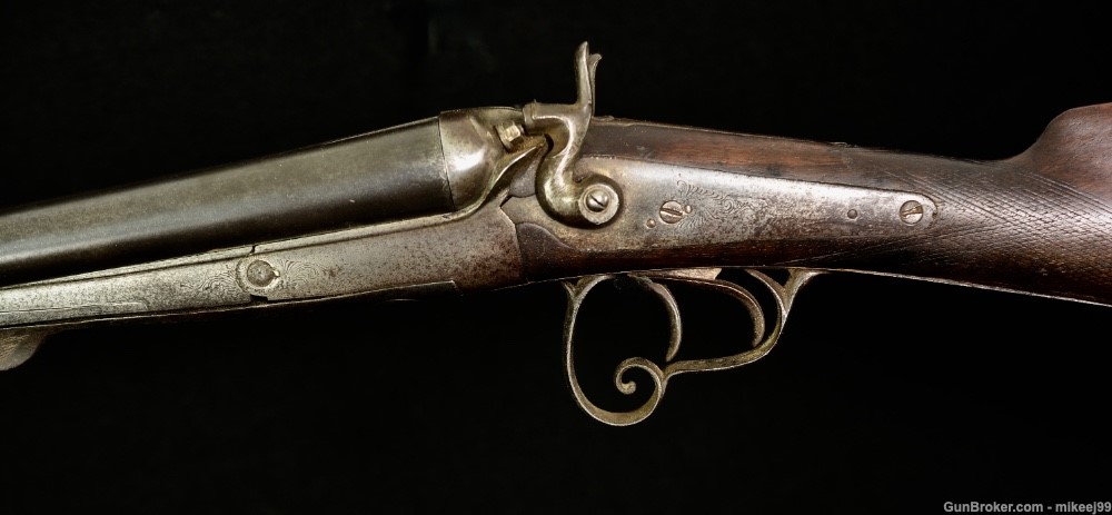 French sidelever 16 gauge double barrel hammer gun. PENNY AUCTION-img-3