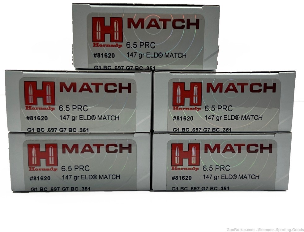 Hornady ELD Match (81620) 6.5 PRC 147 gr Rifle Ammunition - Qty. 5Bxs/100Rd-img-0