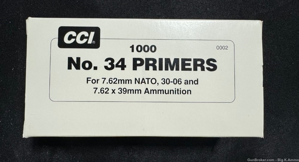 NO. 34 Military Large Rifle primers for 7.62x39 NATO, 30-06 (1000 Count)-img-0