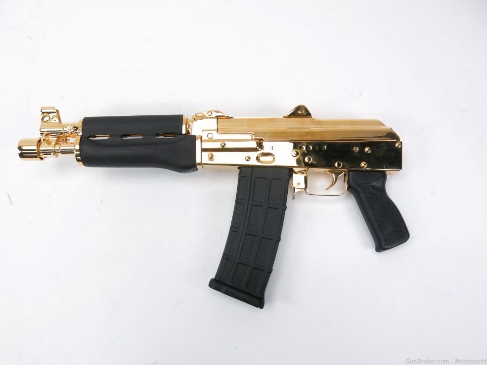 Zastava ZPAP-85 5.56 10" Semi-Automatic Pistol GOLD PLATED w/ Mag & Box-img-1
