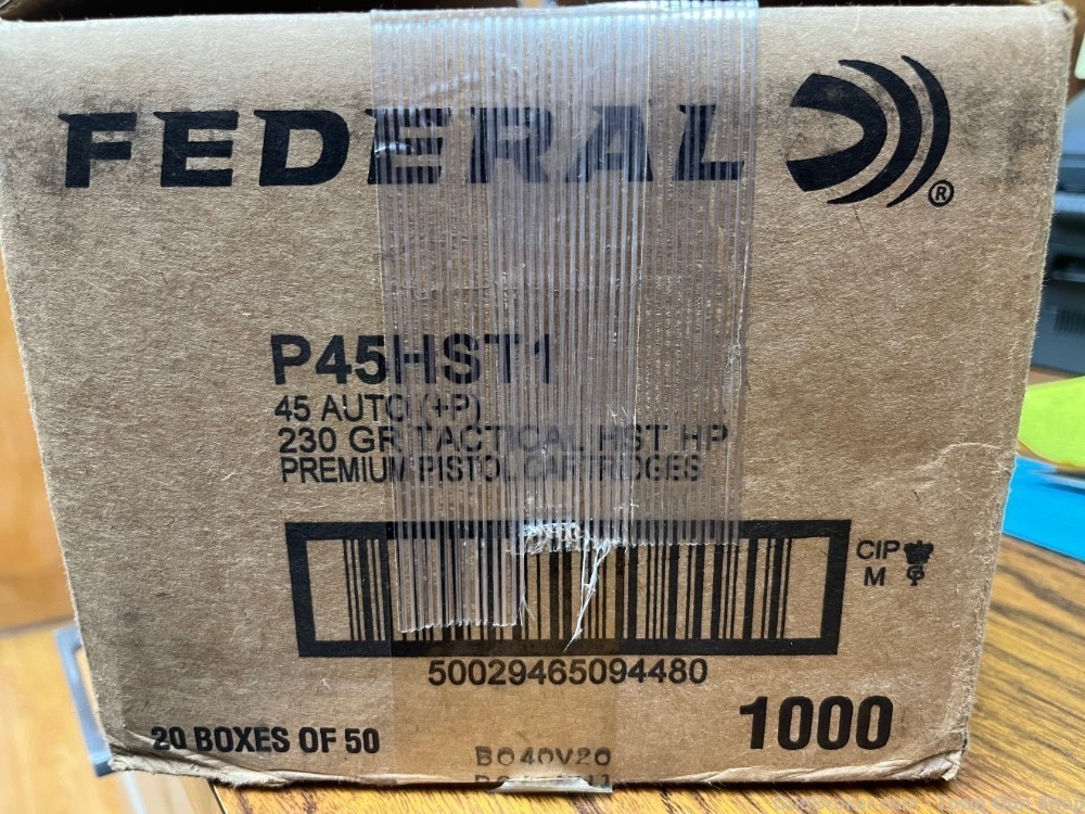 Federal 45ACP +P 230Gr HST Tactical 1000 Round Case #P45HST1-img-0
