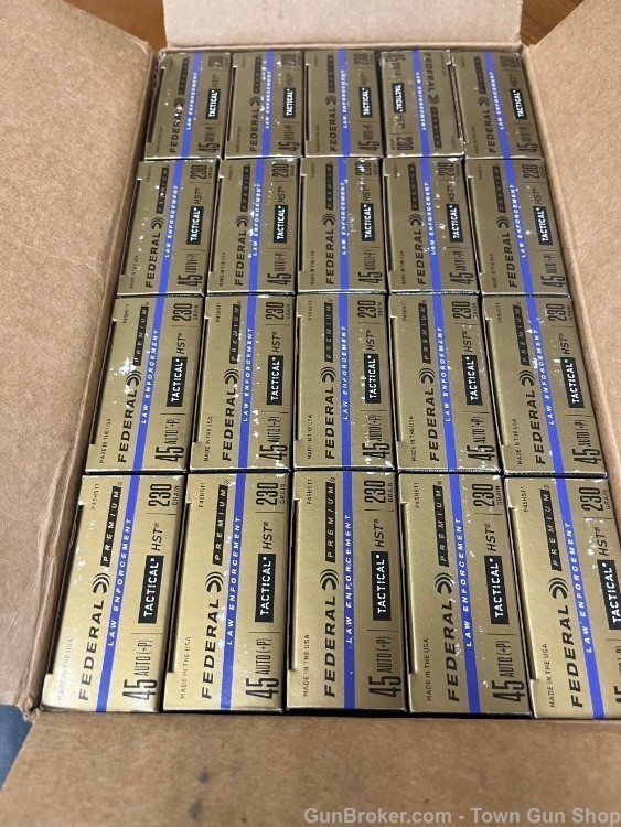 Federal 45ACP +P 230Gr HST Tactical 1000 Round Case #P45HST1-img-1