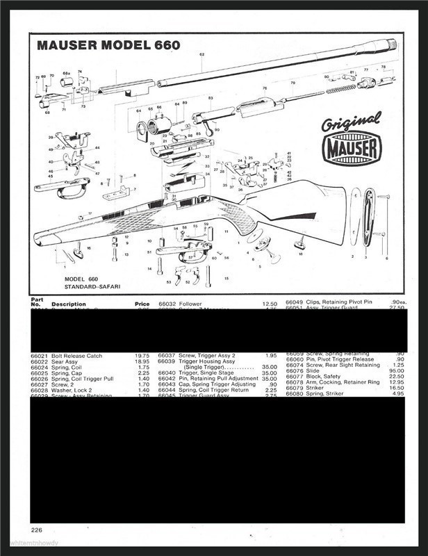 1990 MAUSER Model 660 Rifle Parts List AD-img-0