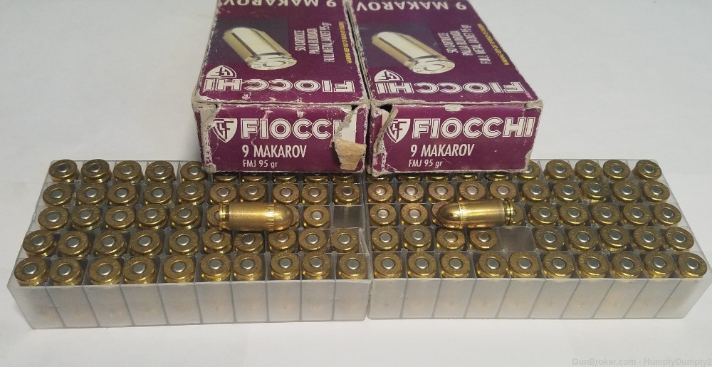 100 Rounds Two Boxes Fiocchi 9x18 9mm Makarov 95 Grain FMJ-img-0
