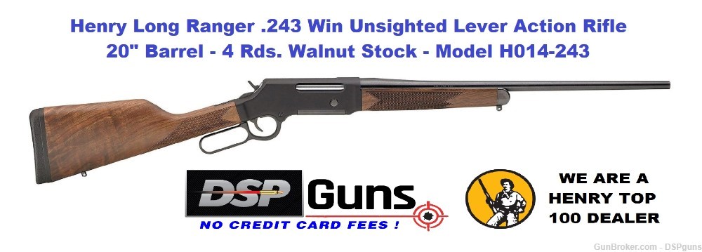 Henry Long Ranger .243 Win Unsighted Lever Action Rifle - H014-243-img-0