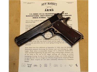Fine, Rare & Correct Colt US Model 1911A1 Transition Model Pistol c. 1924