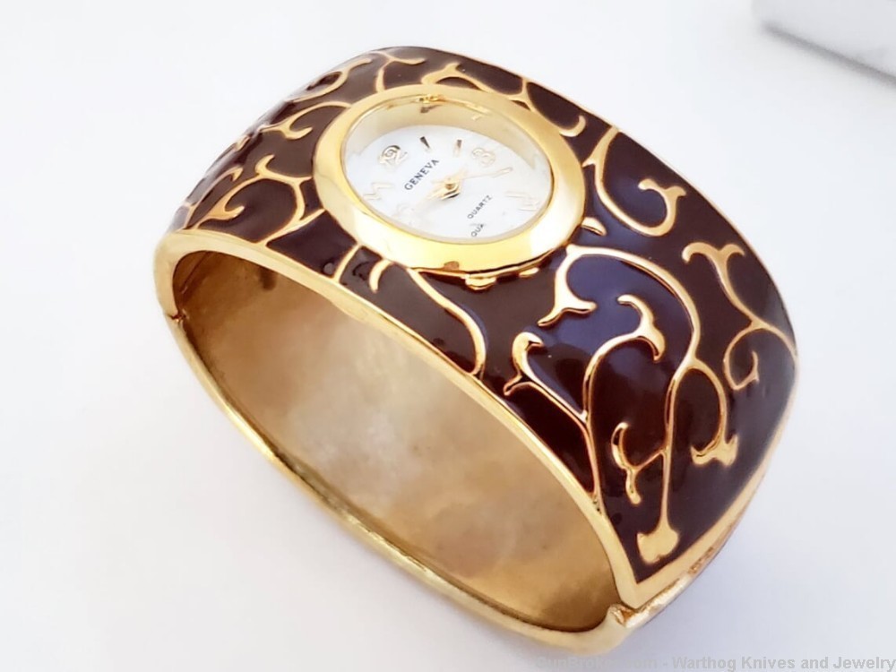 Ladies Geneva Quartz metal cuff watch and 5 Charm Bracelets. W6. *REDUCED*-img-1