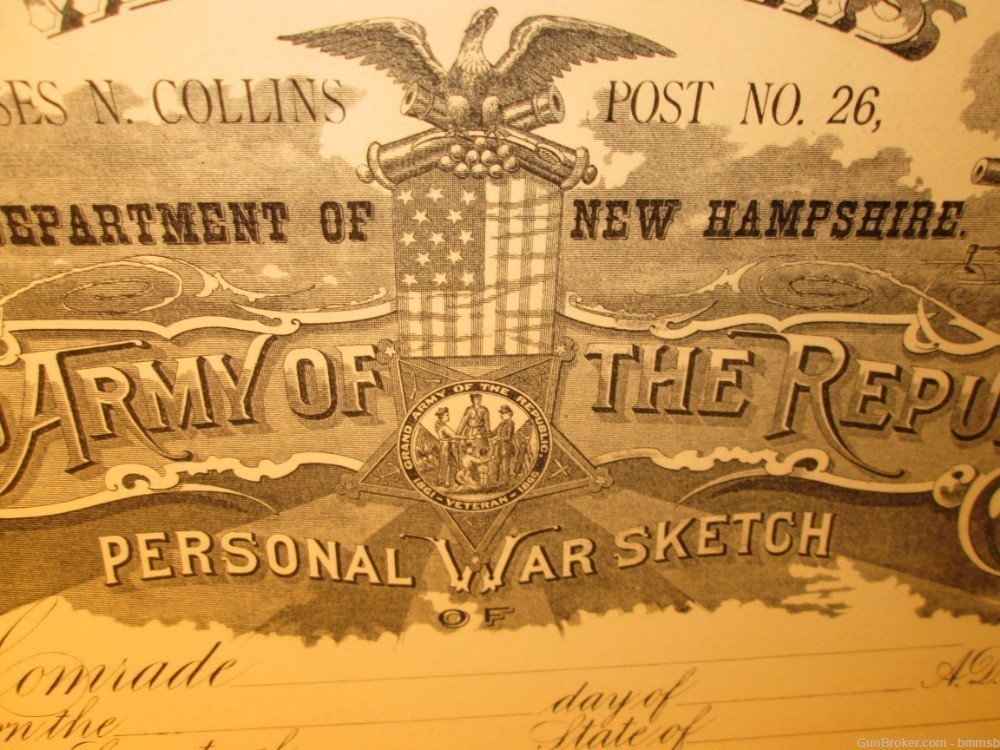Large Unused Grand Army Of The Republic "Personal War Sketch" Document 1890-img-9