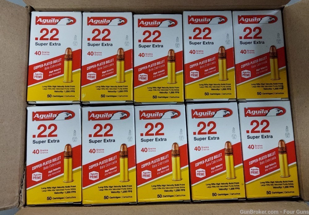 Aguila High Velocity 22 LR 40gr 1255 fps Copper-Plated 2000 Rounds 1B220328-img-1