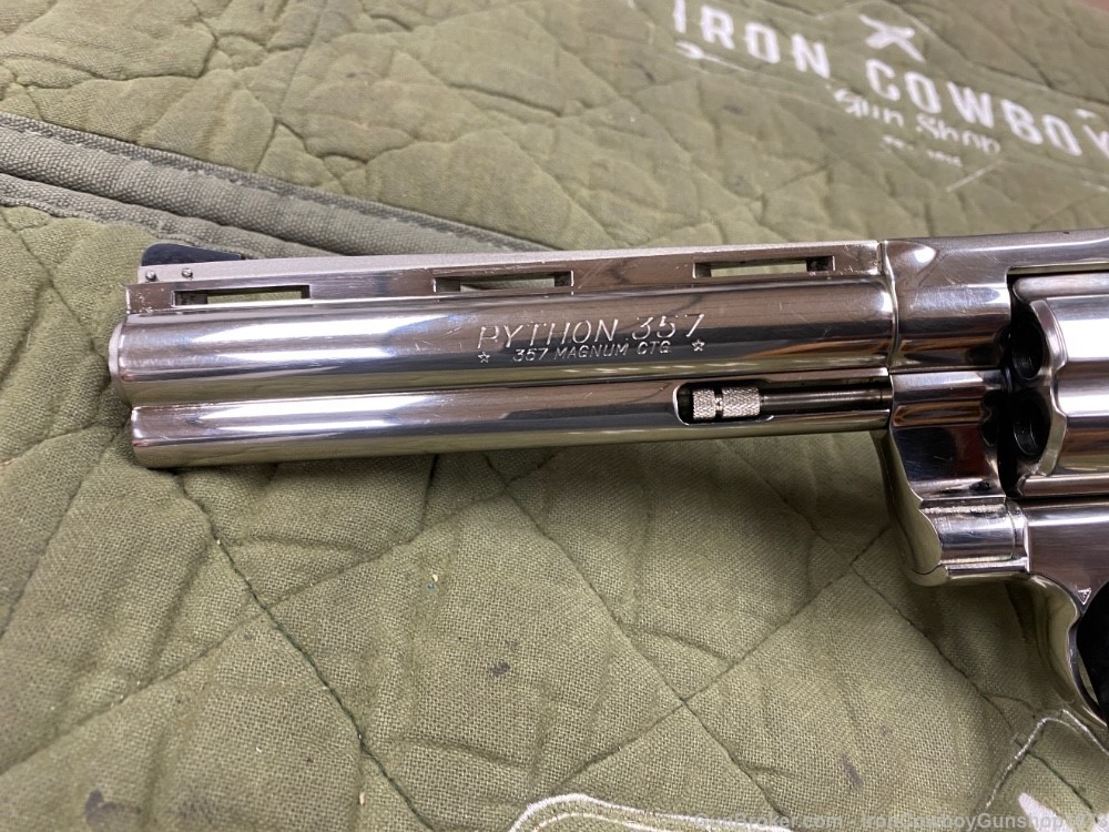 Rare & Desirable Colt Python 357 MAg 6'' Nickel Plated  Very Nice-img-11