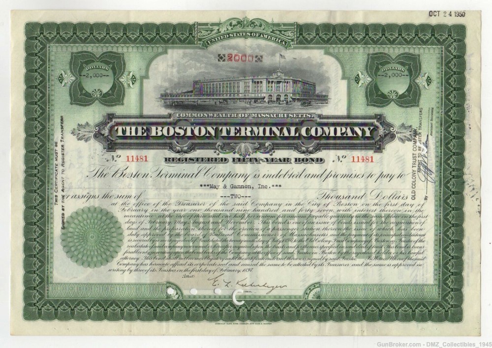 1897 Massachusetts Railroad Company Bond-img-0