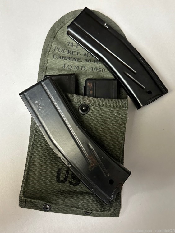 SET OF 4 US M1 CARBINE MAGAZINES 30 RD WITH POUCH. -img-1