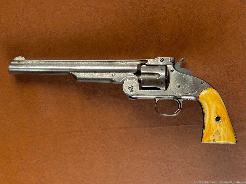 Smith & Wesson No. 3 American Revolver .44 Henry Rimfire Nickel Ivory RARE-img-1