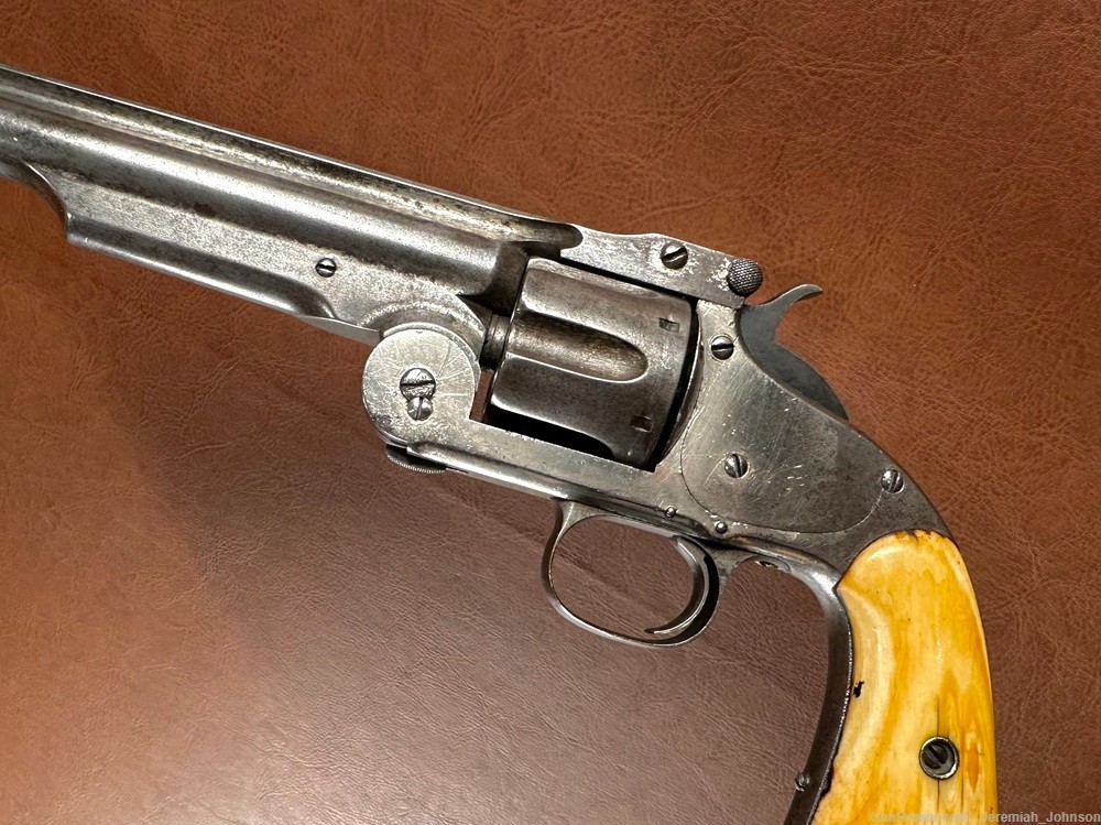 Smith & Wesson No. 3 American Revolver .44 Henry Rimfire Nickel Ivory RARE-img-5
