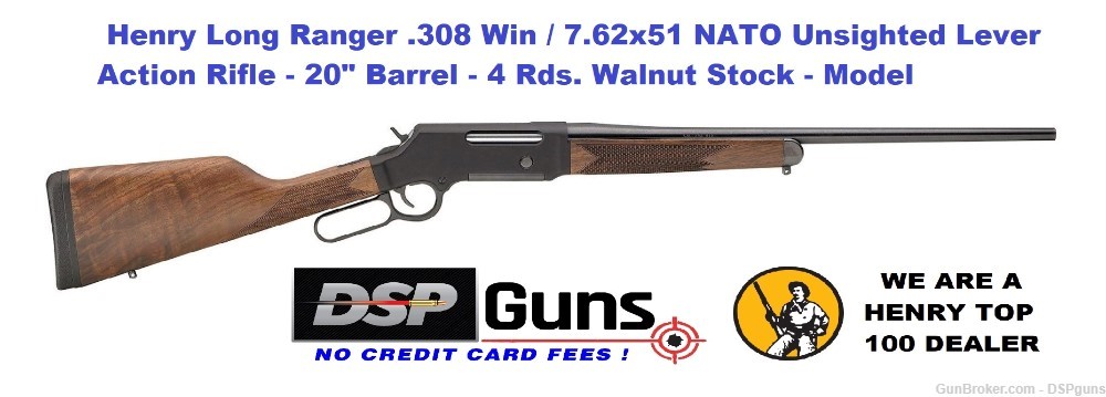 Henry Long Ranger .308 Win/7.62x51 NATO Unsighted Lever Action - H014-308-img-0