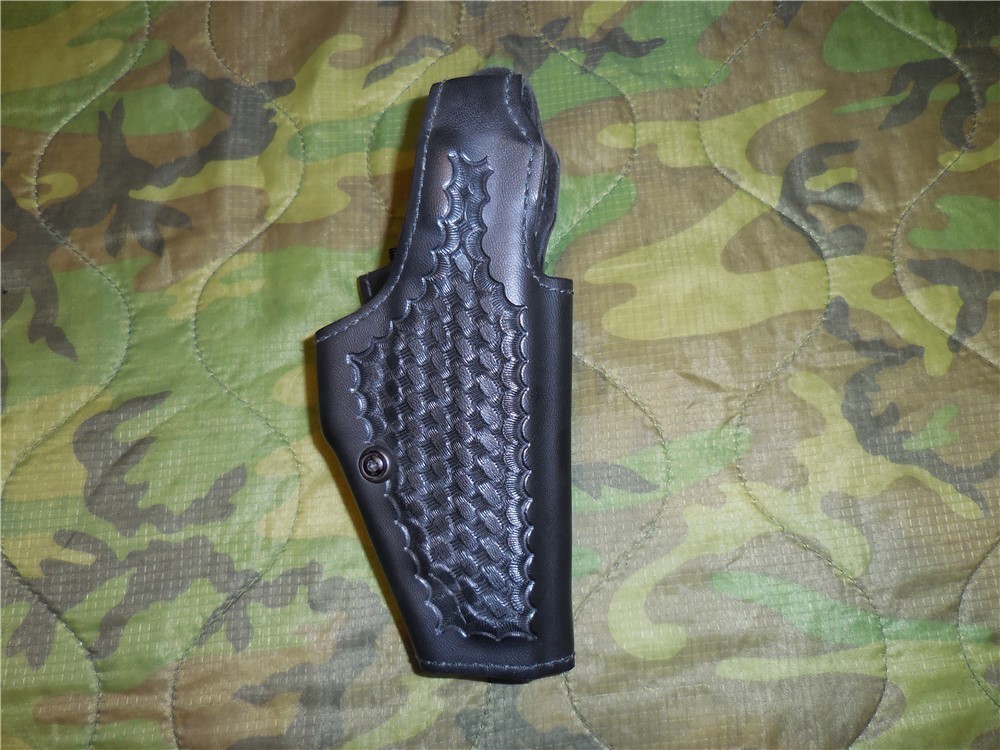 Safariland Black Basket Weave Leather Duty Holster For Sig P220 RH-img-0