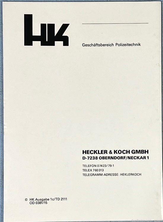 HK P7 (PSP) German Manual NOS Heckler Koch-img-1