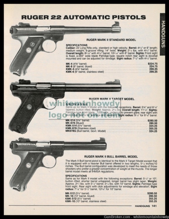 1992 RUGER Mark II Standard Target and Bull Barrel Pistol PRINT AD-img-0