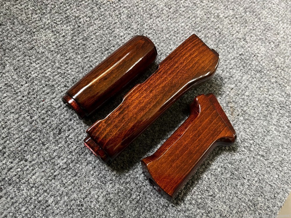 Medium Iodine Orange/Brown  Solid Wood AK Handguard + Pistol Grip Set-img-1