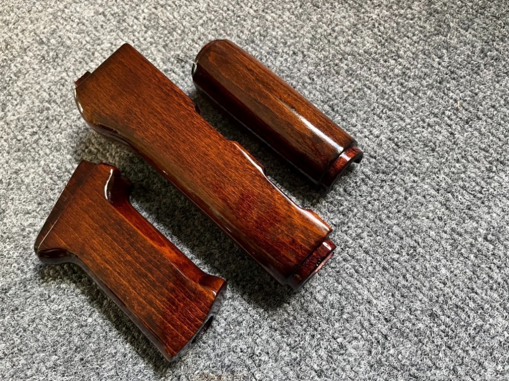 Medium Iodine Orange/Brown  Solid Wood AK Handguard + Pistol Grip Set-img-5