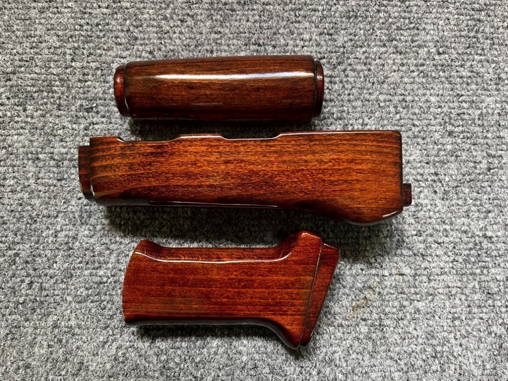 Medium Iodine Orange/Brown  Solid Wood AK Handguard + Pistol Grip Set-img-0
