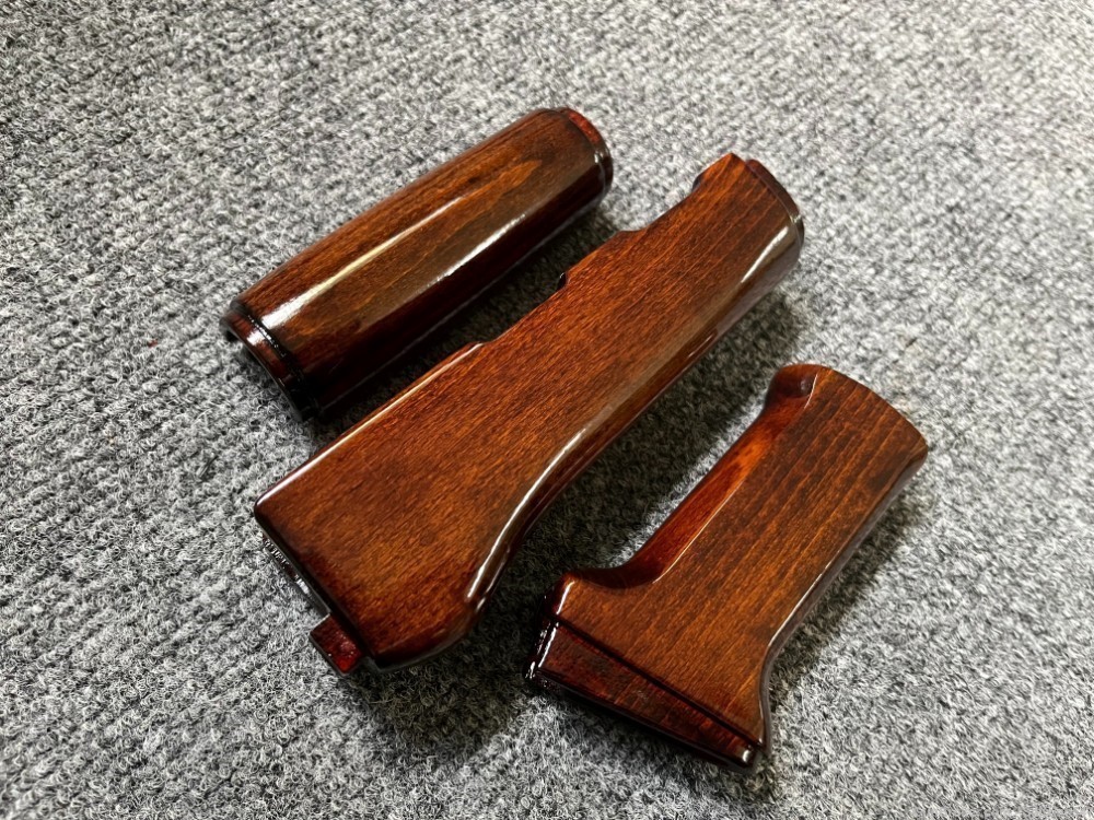 Medium Iodine Orange/Brown  Solid Wood AK Handguard + Pistol Grip Set-img-3