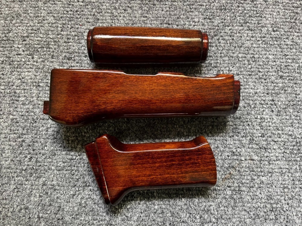 Medium Iodine Orange/Brown  Solid Wood AK Handguard + Pistol Grip Set-img-2