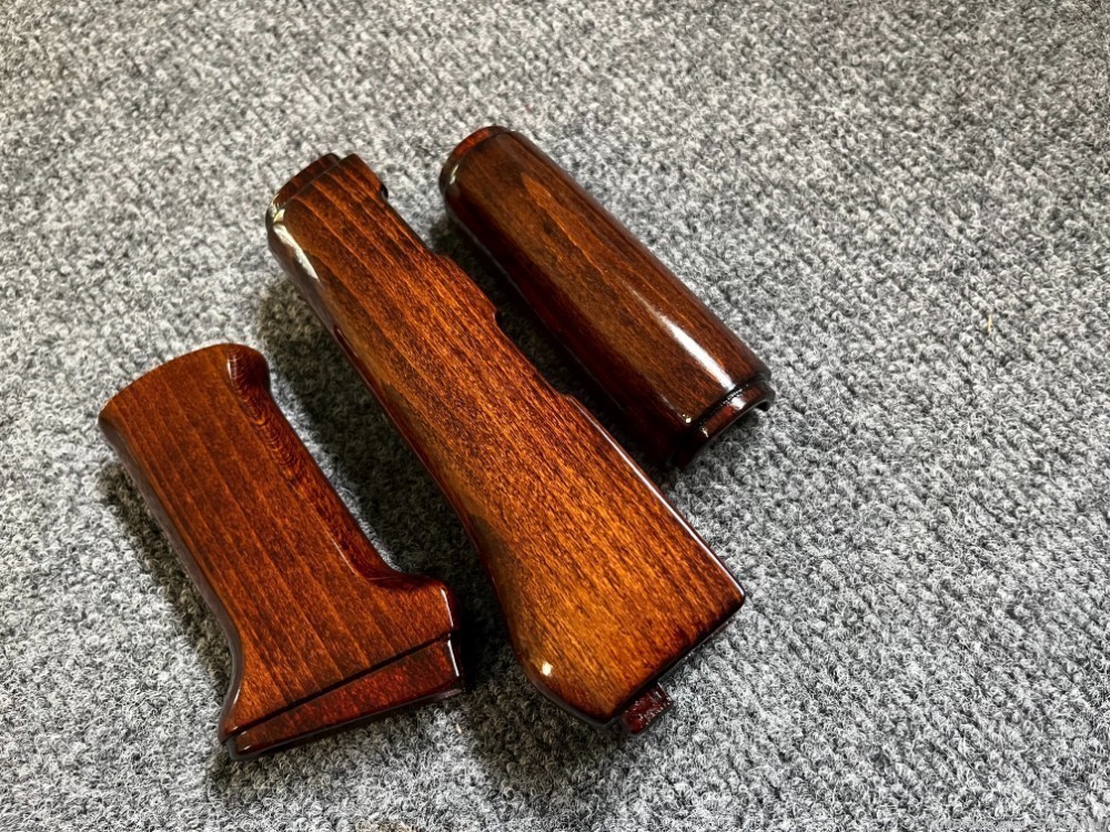 Medium Iodine Orange/Brown  Solid Wood AK Handguard + Pistol Grip Set-img-6