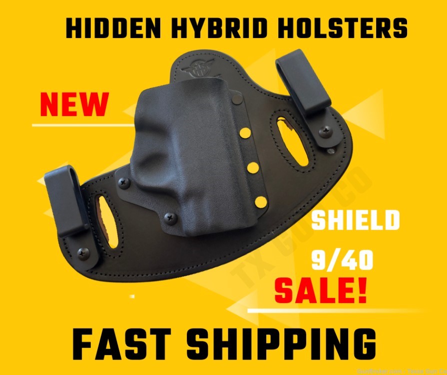 Hidden Hybrid Smith & Wesson Shield 9/40 Kydex & Leather Holster IWB OWB -img-0
